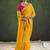 Yellow geometric printed embellished sequinned party wear saree