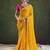 Yellow geometric printed embellished sequinned party wear saree