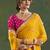 Yellow geometric printed embellished sequinned party wear saree