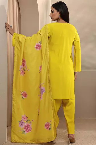 women floral printed regular kurta with patiala & with dupatta