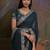 Teal teal & gold-toned embellished embroidered  georgette saree