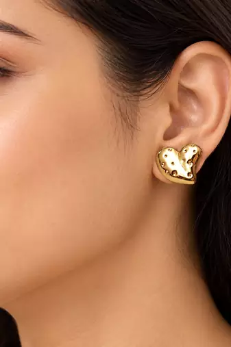 Anti-tarnish, stud back, polished finish, women's jewellery, bold heart design