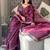 Burgundy embellished sequinned organza leheriya saree