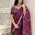 Burgundy embellished sequinned organza leheriya saree