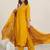 yoke design v-neck straight sequinned kurta with trousers and dupatta