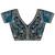 Teal ethnic motifs embroidered organza saree