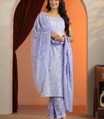 women paisley printed regular kurta with palazzos & with dupatta