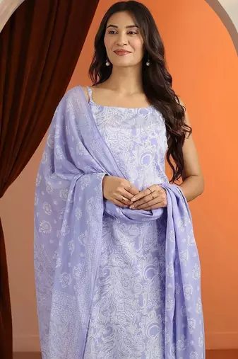 women paisley printed regular kurta with palazzos & with dupatta