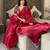 Maroon sequinned embroidered organza saree