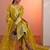 floral embroidered round neck sequinned straight kurta with trousers & dupatta