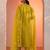floral embroidered round neck sequinned straight kurta with trousers & dupatta