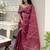 Rust leheriya embroidered striped zari organza saree