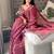 Rust leheriya embroidered striped zari organza saree