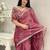 Rust leheriya embroidered striped zari organza saree