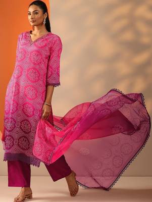women ethnic motifs printed regular kurta with trousers & with dupatta 3