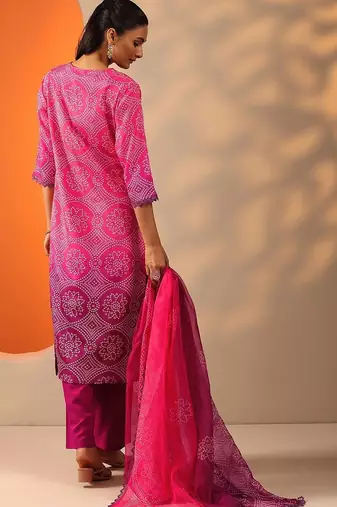 women ethnic motifs printed regular kurta with trousers & with dupatta