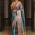 Teal woven design zari tissue saree