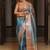 Teal woven design zari tissue saree