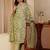 green paisley printed cotton straight suit set