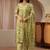 green paisley printed cotton straight suit set