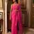 Pink pink & gold toned floral beads & stones organza saree