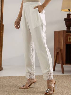 women ethnic motifs embroidered regular thread work kurta with trousers 6