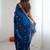 Navy blue teal blue satin ethnic embellished festive wear matching blouse sarees