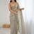 Beige gold satin ethnic embellished festive wear matching blouse sarees