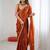 Orange orange satin ethnic embellished festive wear matching blouse sarees