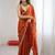 Orange orange satin ethnic embellished festive wear matching blouse sarees