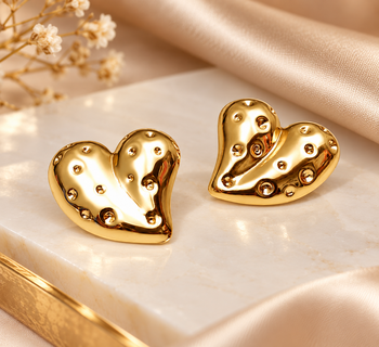 Anti-tarnish, stud back, polished finish, women's jewellery, bold heart design 2