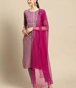 women regular kurta with trousers & with dupatta