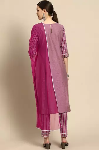 women regular kurta with trousers & with dupatta