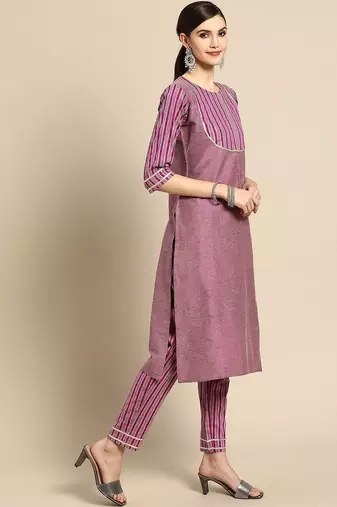 women regular kurta with trousers & with dupatta