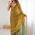 Multicolor olive satin ethnic embellished festive wear matching blouse sarees