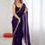 Purple purple satin ethnic embellished festive wear matching blouse sarees