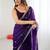Purple purple satin ethnic embellished festive wear matching blouse sarees