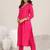 yoke design v neck kurta with trousers & dupatta