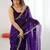 Purple purple satin ethnic embellished festive wear matching blouse sarees