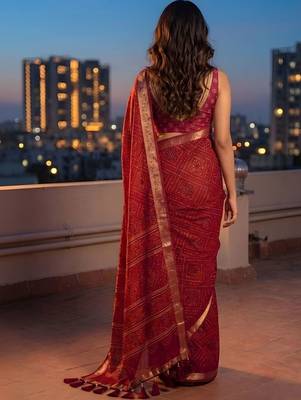 Maroon ethnic motifs saree 2