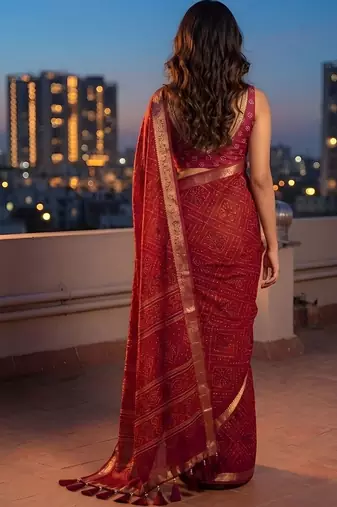 Maroon ethnic motifs saree