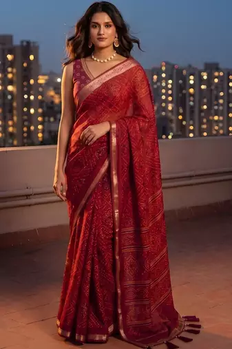 Maroon ethnic motifs saree