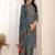 women ethnic motifs printed regular thread work kurta with trousers & with dupatta