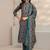 women ethnic motifs printed regular thread work kurta with trousers & with dupatta