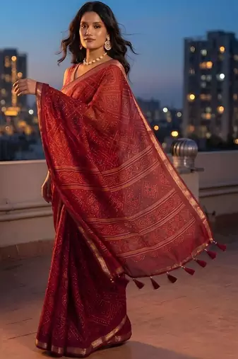 Maroon ethnic motifs saree