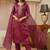 libas maroon yoke design tissue straight suit set