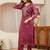 libas maroon yoke design tissue straight suit set