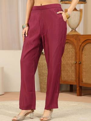 libas maroon yoke design tissue straight suit set 5