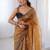 Gold embellished sequinned net designer saree