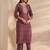 women ethnic motifs printed regular thread work kurta with trousers & with dupatta